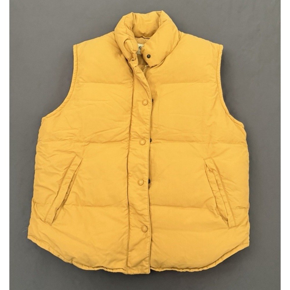 Eddie Bauer Vest Womens Size Small Yellow Goose Down Fill Puffer Zip Snap